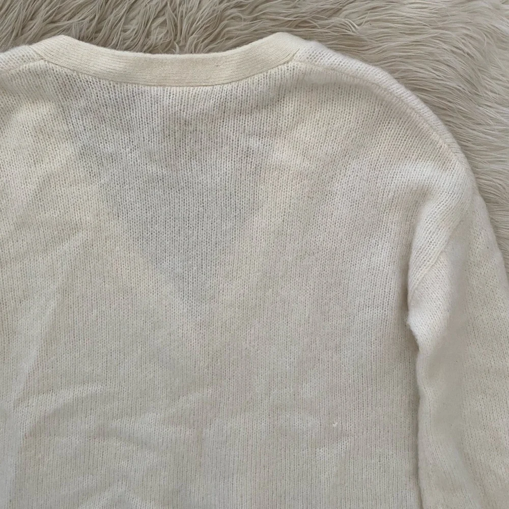 Sezane Mia Cardigan Kingdom Ecru Cream White Mohair Wool V-Neck Knit Sweater - Picture 10 of 14